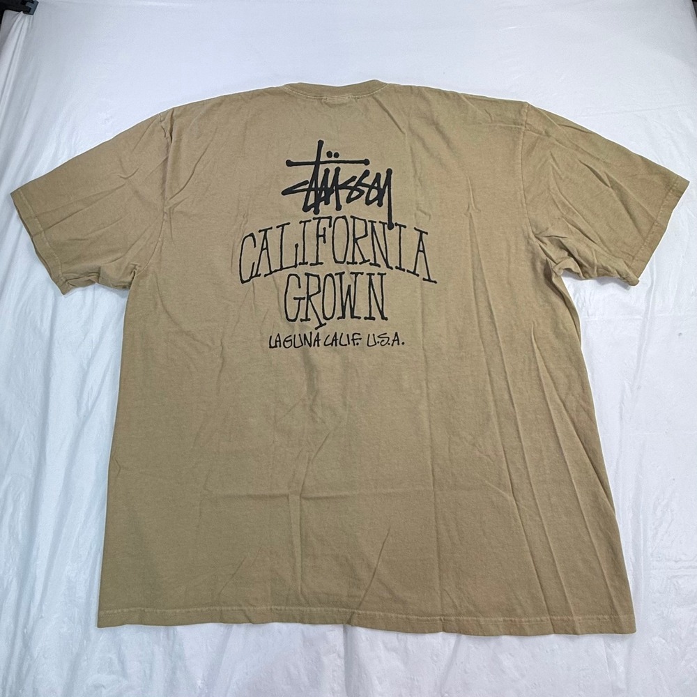 Stussy California Grown Laguna USA Graphic T-Shirt Tan Mens XXL